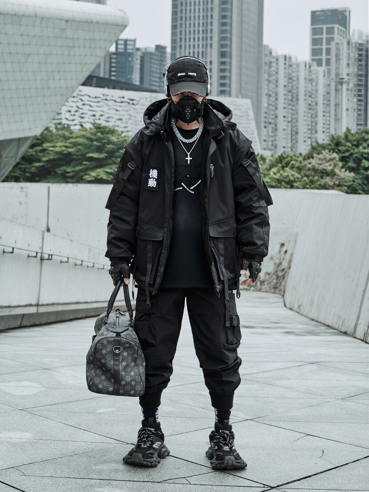 Niepce Japanese Streetwear Winter Parka Jacket with Strap Casual Techwear Coat