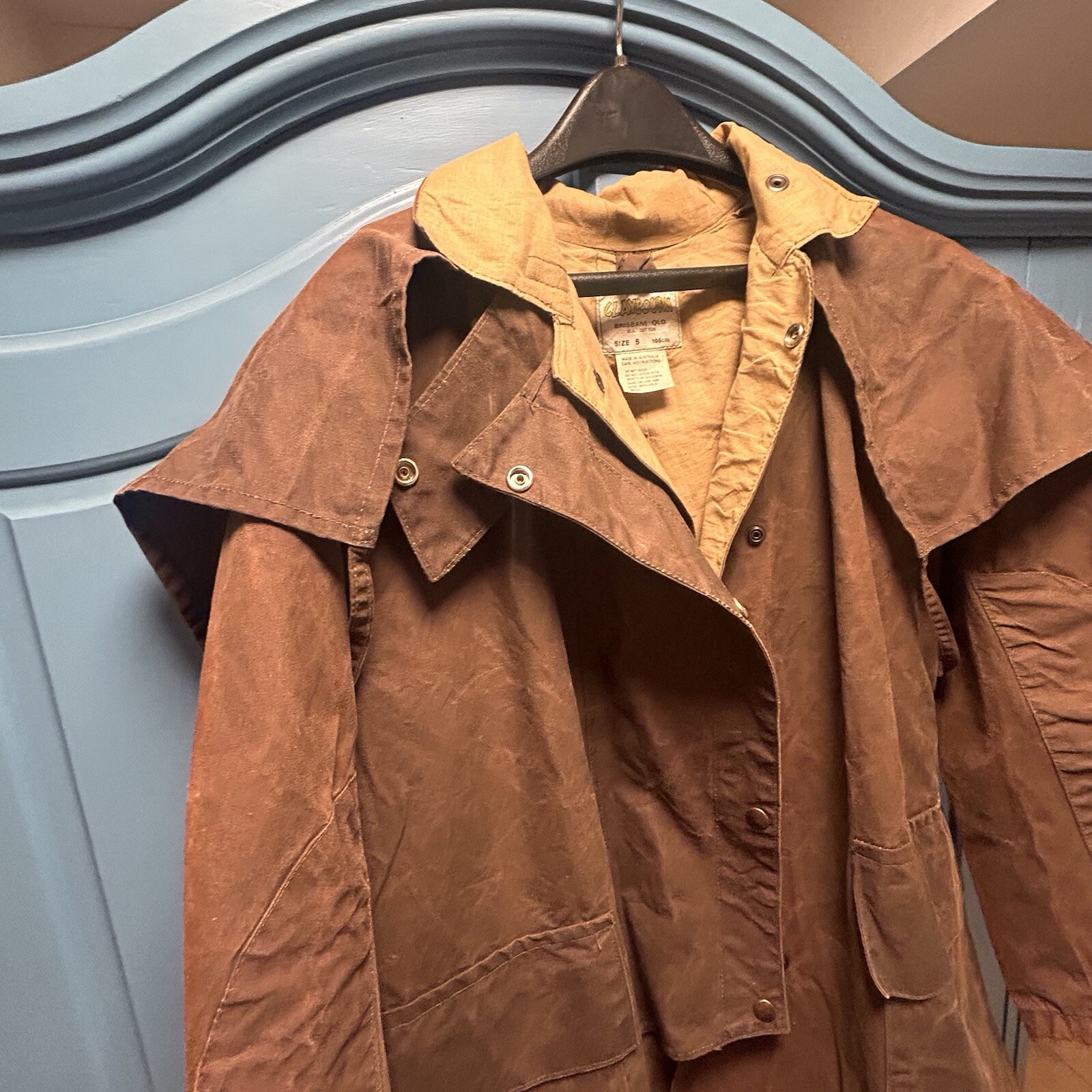 Claybourn Australia Brisbane Old Oilskin Riding Coat Cotton Lining Size 5 105CM