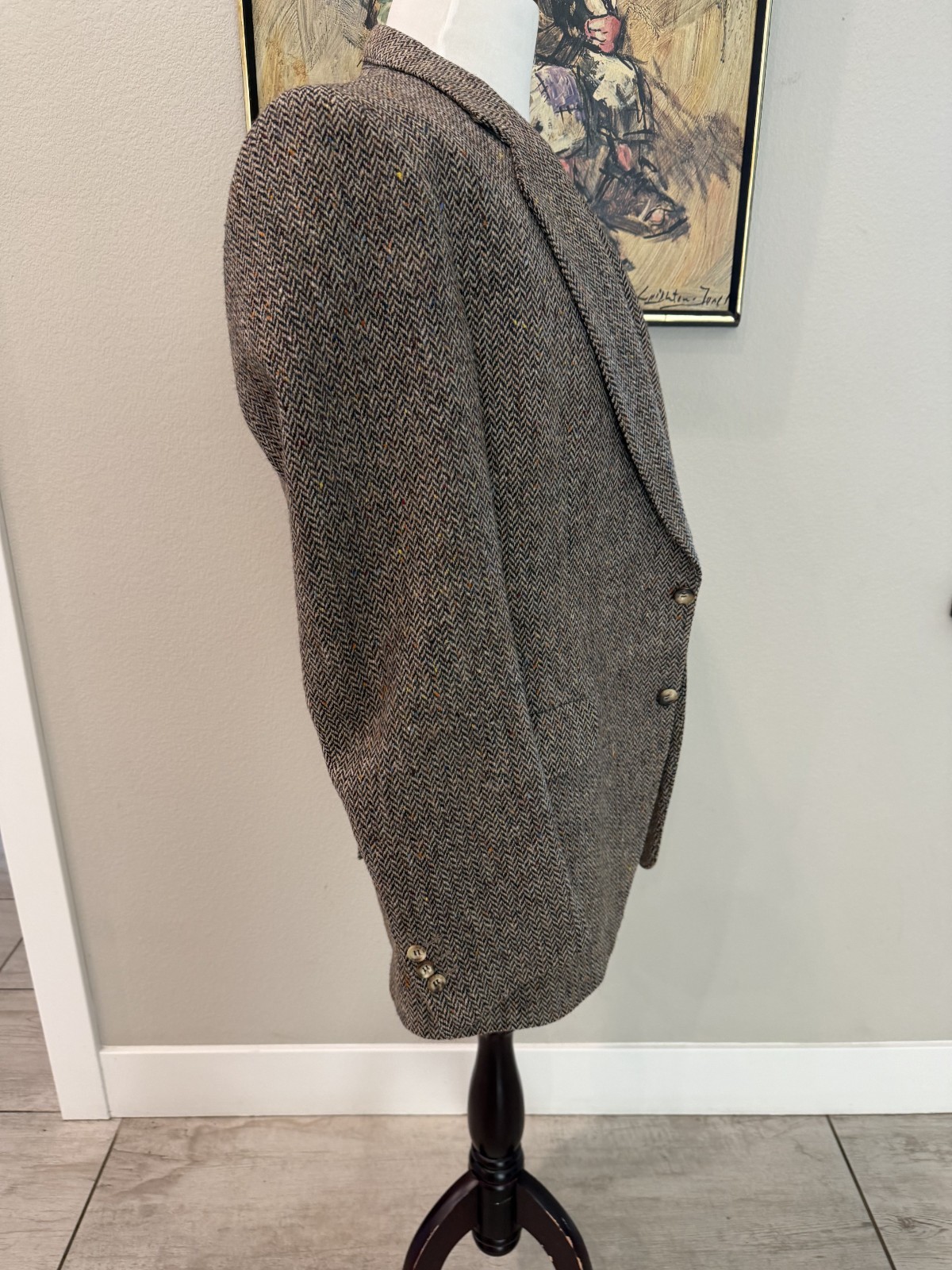 Vintage Handwoven Magee Donegal Tweed Blazer Herringbone Wool Ireland Size M