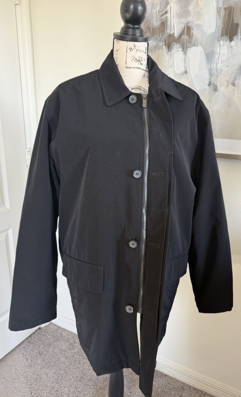 PERRY ELLIS PORTFOLIO MENS MULTI POCKET BLACK BUTTON ZIPPER JACKET SIZE M GUC