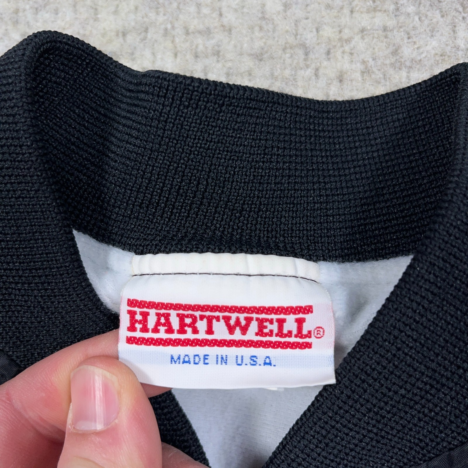 Vintage Satin Jacket Men Large Black Bomber Made In USA 80s 90s Lined Hartwell