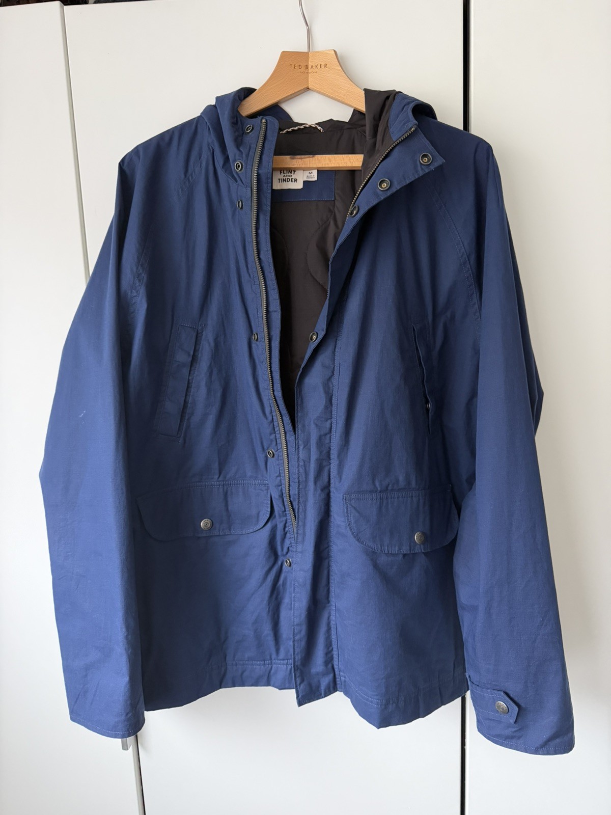 Flint and Tinder Quilted Waxed Parka Blue Jacket Huckberry Medium