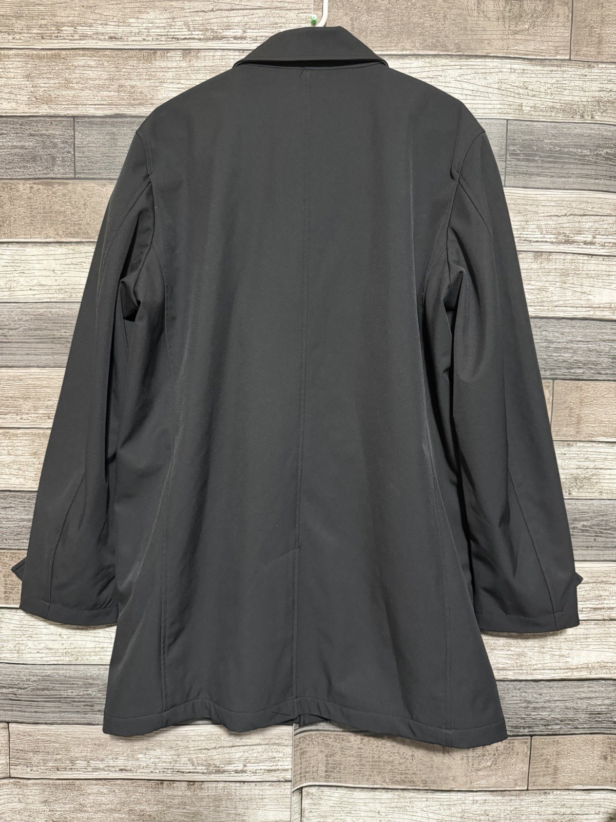 Black Rivet Overcoat Men’s L Black Full Zip Button Front Polyester Blend