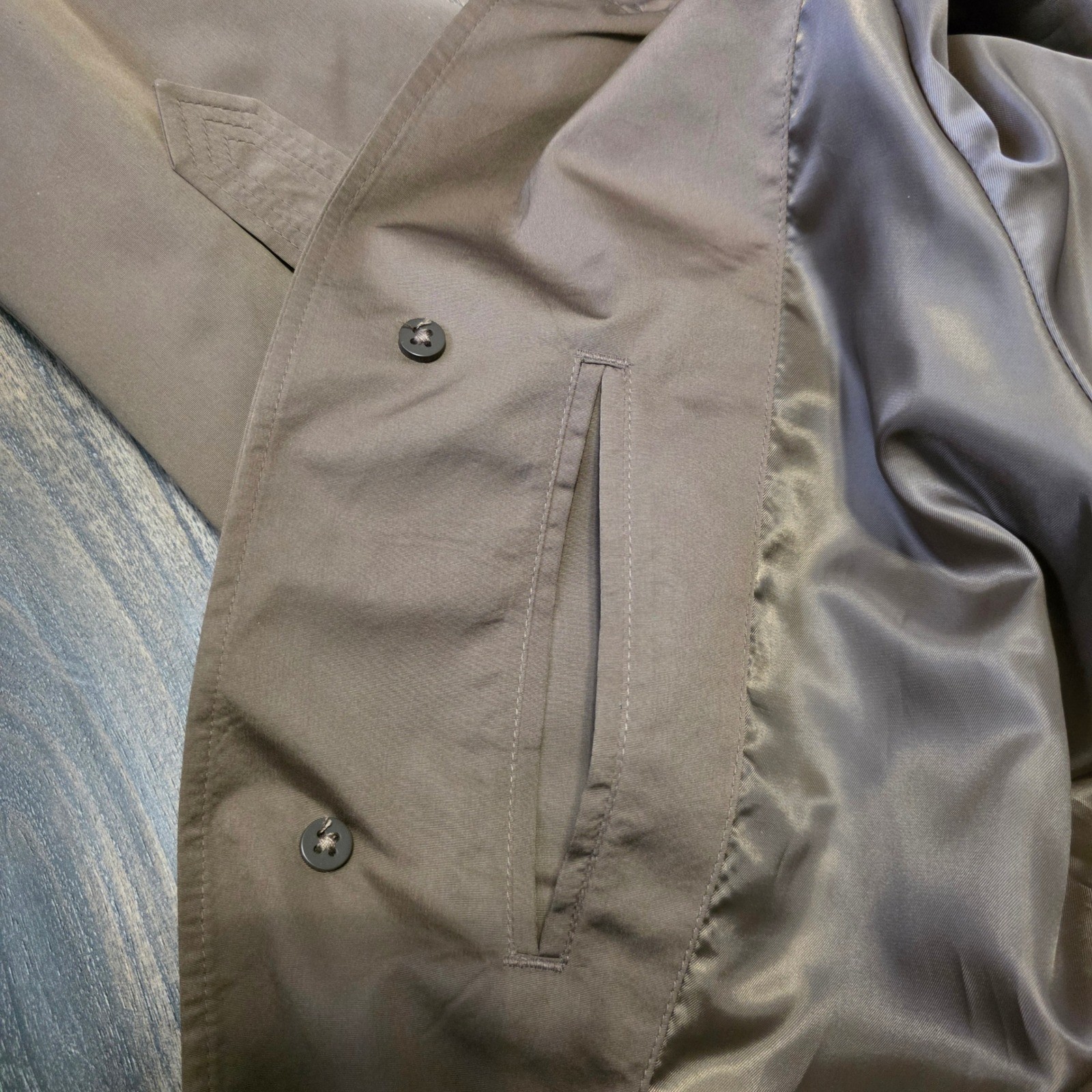 London Fog Mens Khaki Brown Belted Trench Coat Jacket 40L Longline Cotton Blend