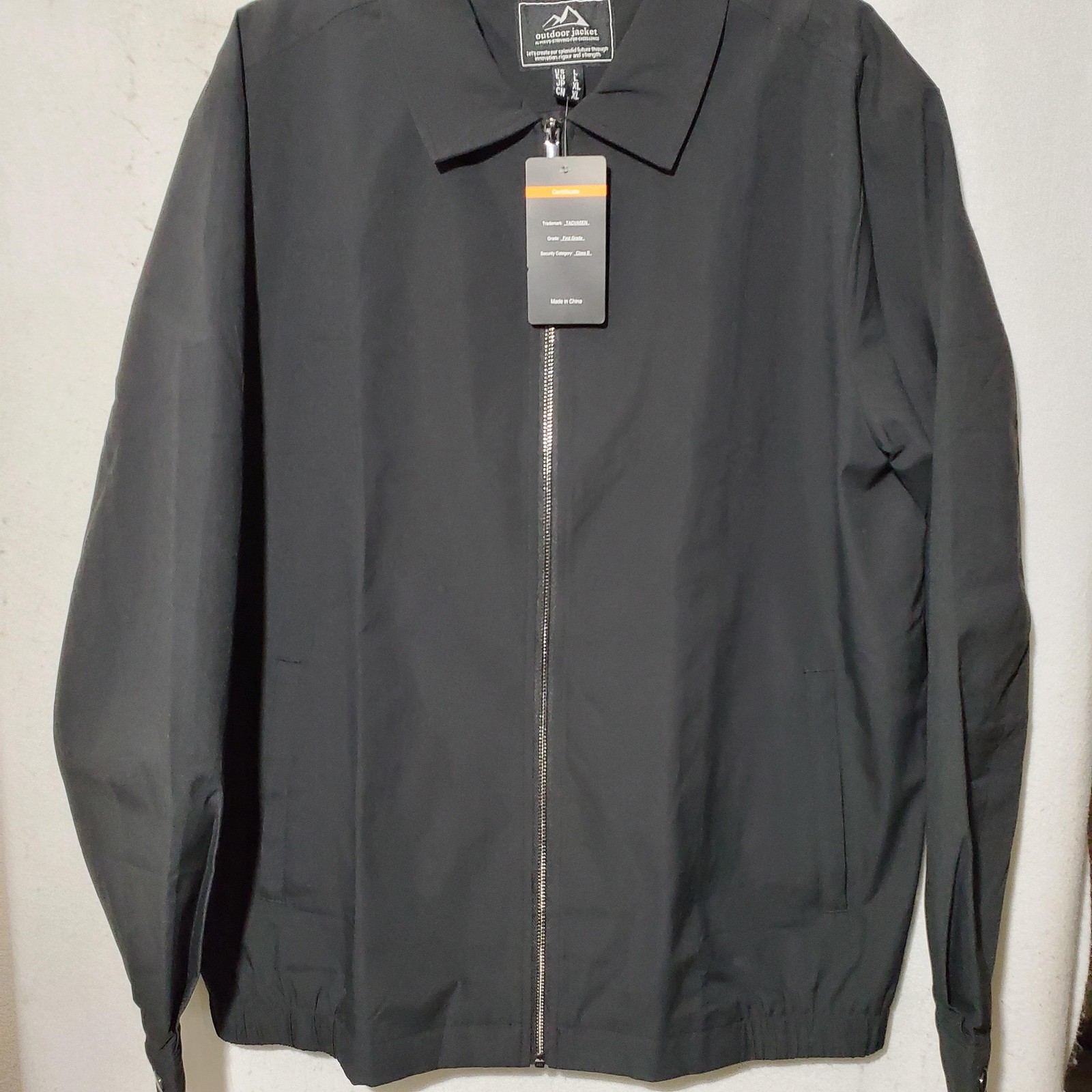 TacVasen Jacket Mens Large Black Lightweight Outdoor Full Zip Coach Windbreaker