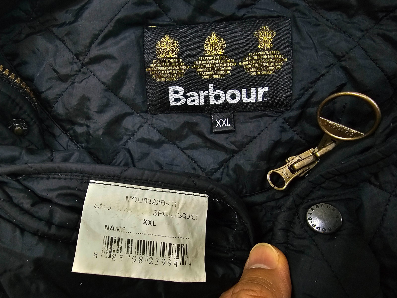 *HOT Men’s BARBOUR @ CHELSEA SPORTS QUILTED Corduroy Collar Zip BLACK Jacket XXL