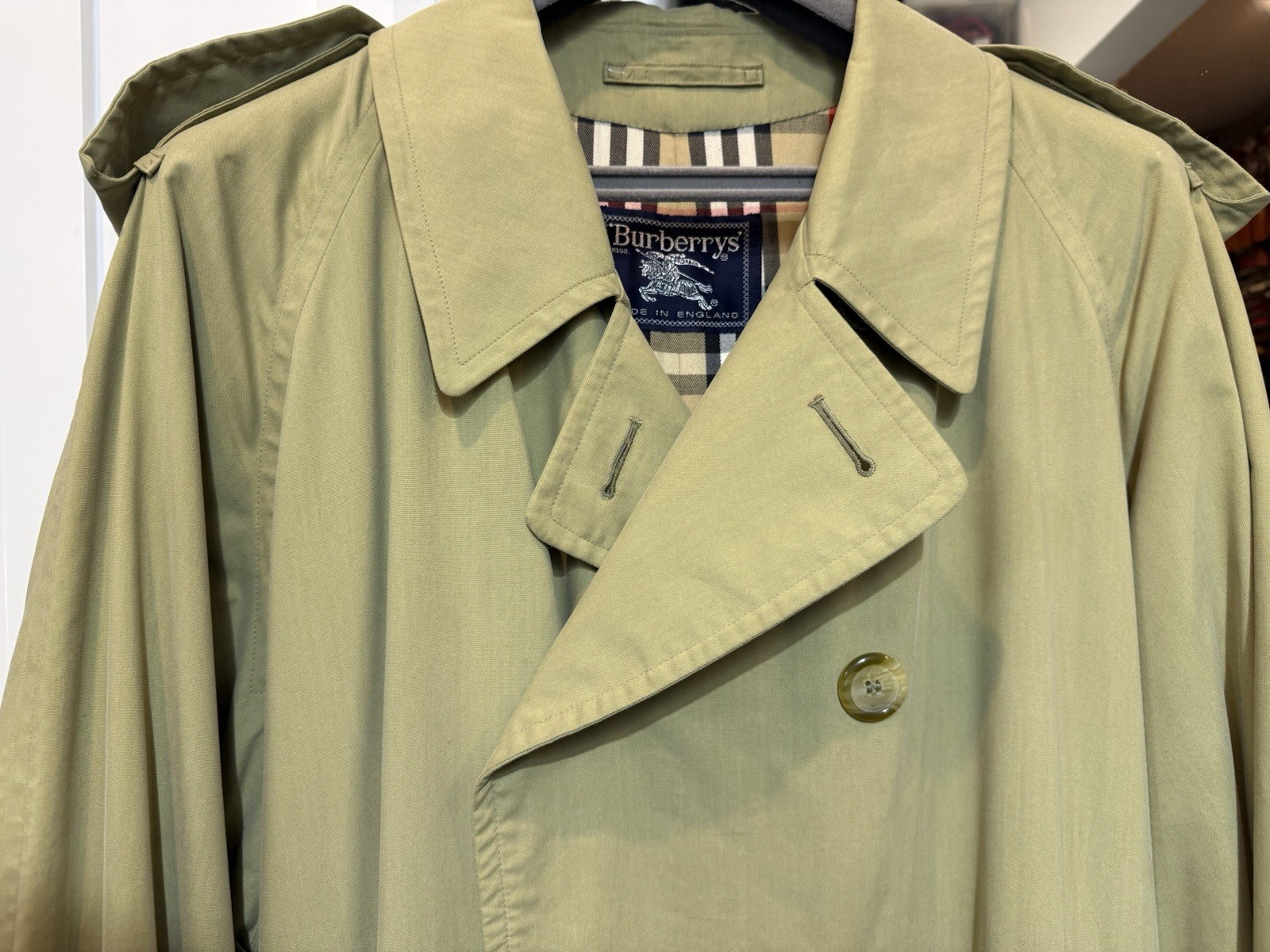 Rare Deadstock BURBERRY 90s Vintage Trench Coat Made In England Honey Nova Check