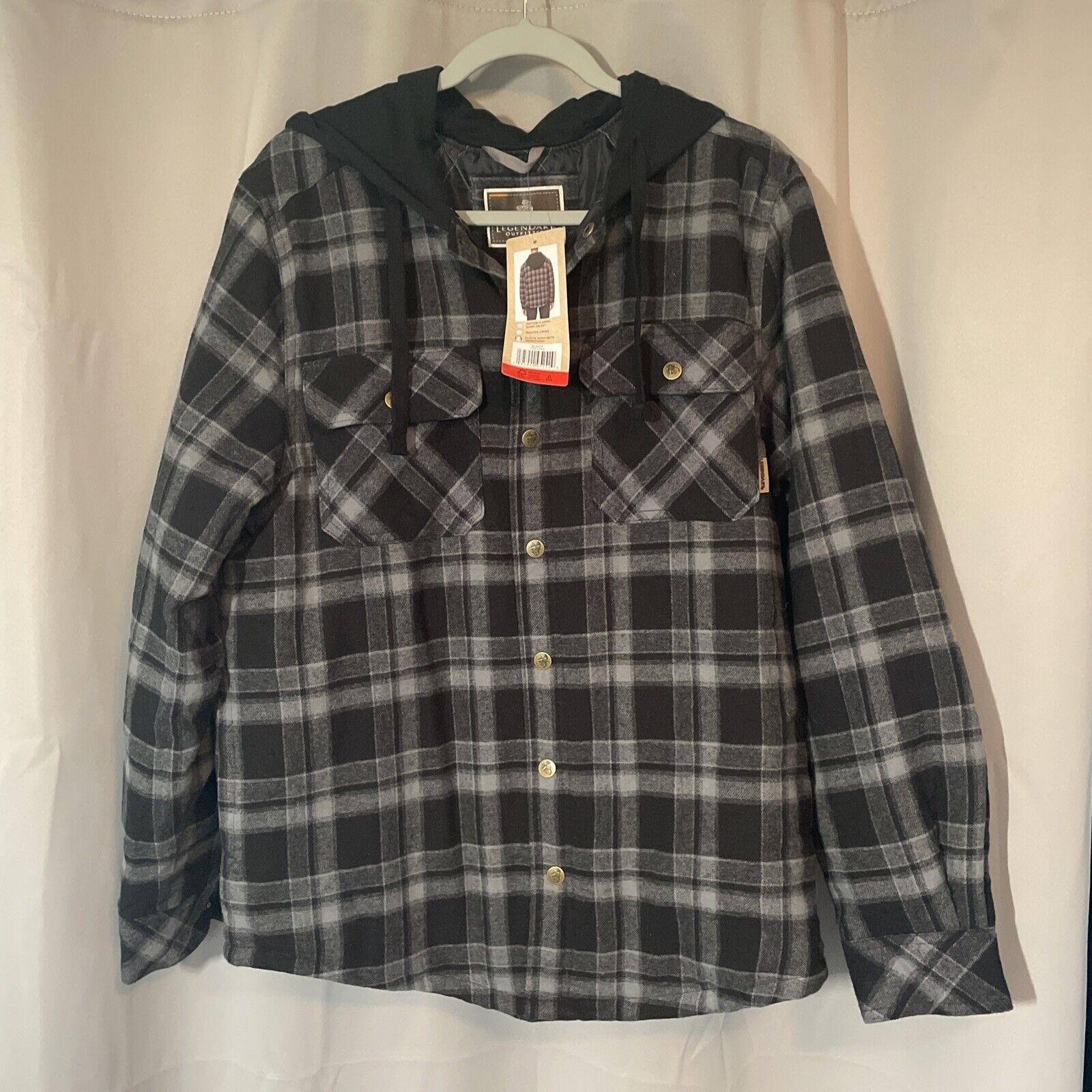 Legendary Outfitters Mens Cotton Flannel Shirt Jacket (Black,M)