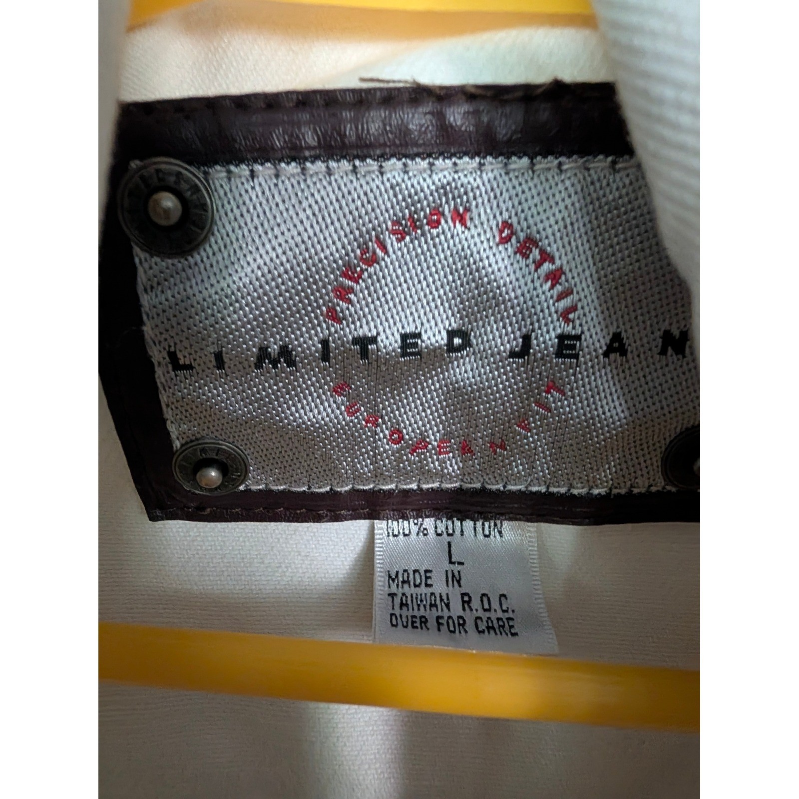 Vintage Limited Jean White Denim Jacket Mens Large 100% Cotton Trucker Jacket