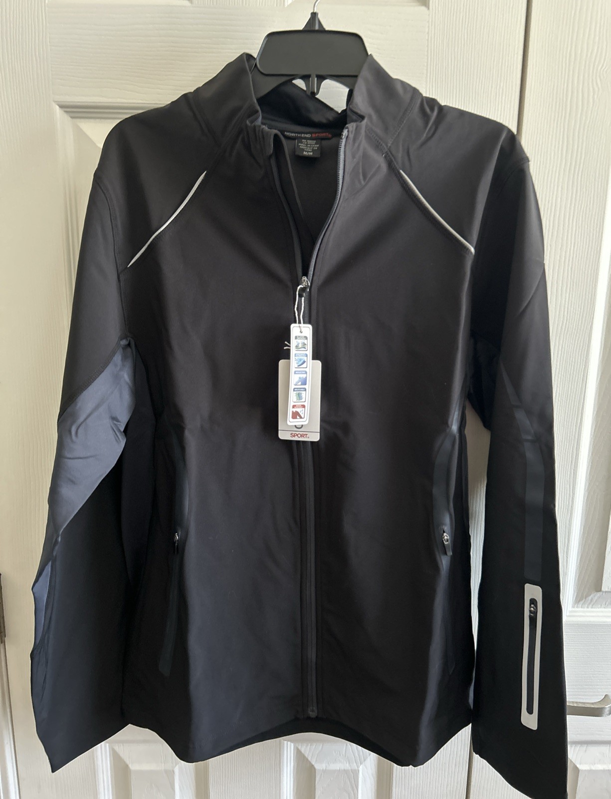 North End Sports Mens Black Full Zip Modern Fit Audio Port Jacket Size M