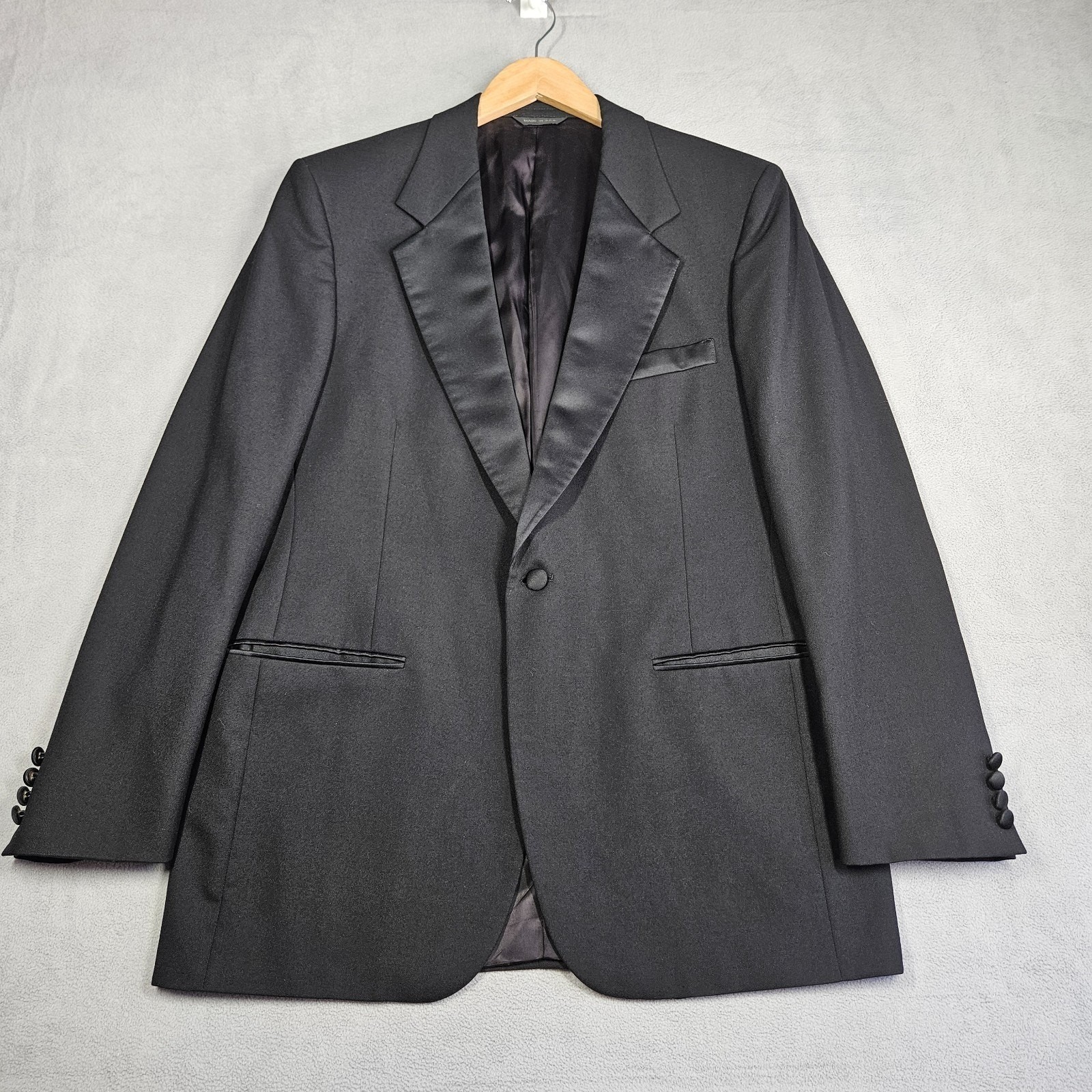LANVIN Paris Tuxedo Blazer Mens 42R Black Wool Formal Wedding Jacket USA Prom