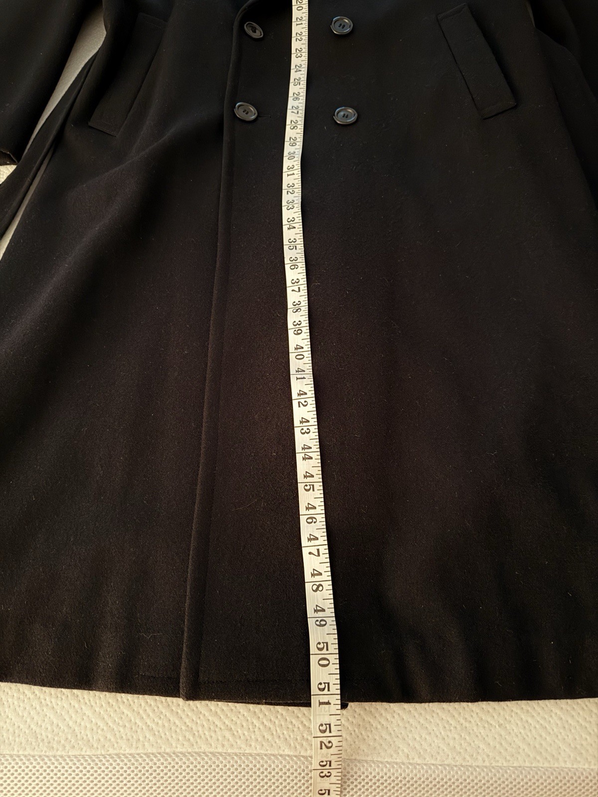 Success Uomo Wool Blend Trench Overcoat Men Large 50 Black Double Breasted Heavy