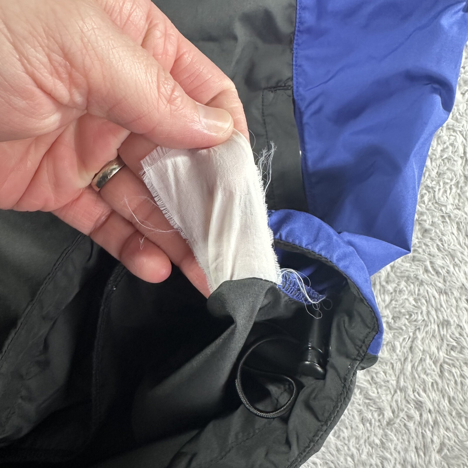 REI Windbreaker Jacket Mens Medium Blue Black Colorblock Vented Packable Hiking