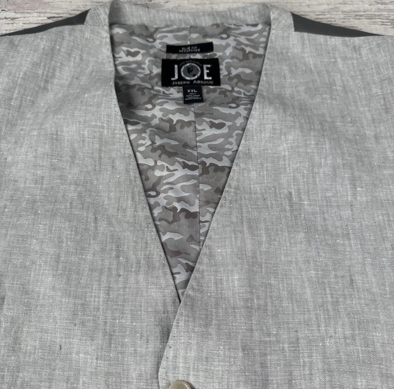 Men’s Gray Linen Suit Vest Size XXL JOE Joseph Abboud Wedding Slim Fit NWT C10