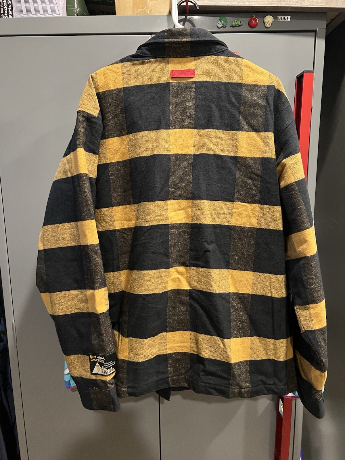 Columbia Men’s XL Black/Yellow Plaid Lined Shacket Jacket Button Snap