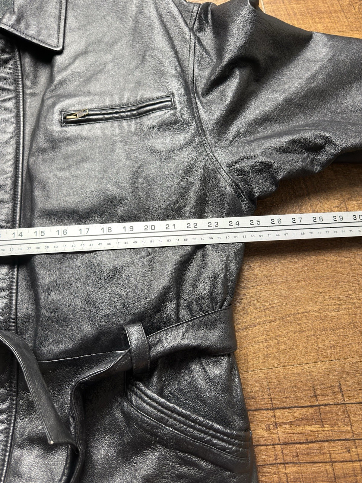 VTG 90s Wilson’s Leather Belted Jacket Men’s Sz Large Tall Lined Coat Black