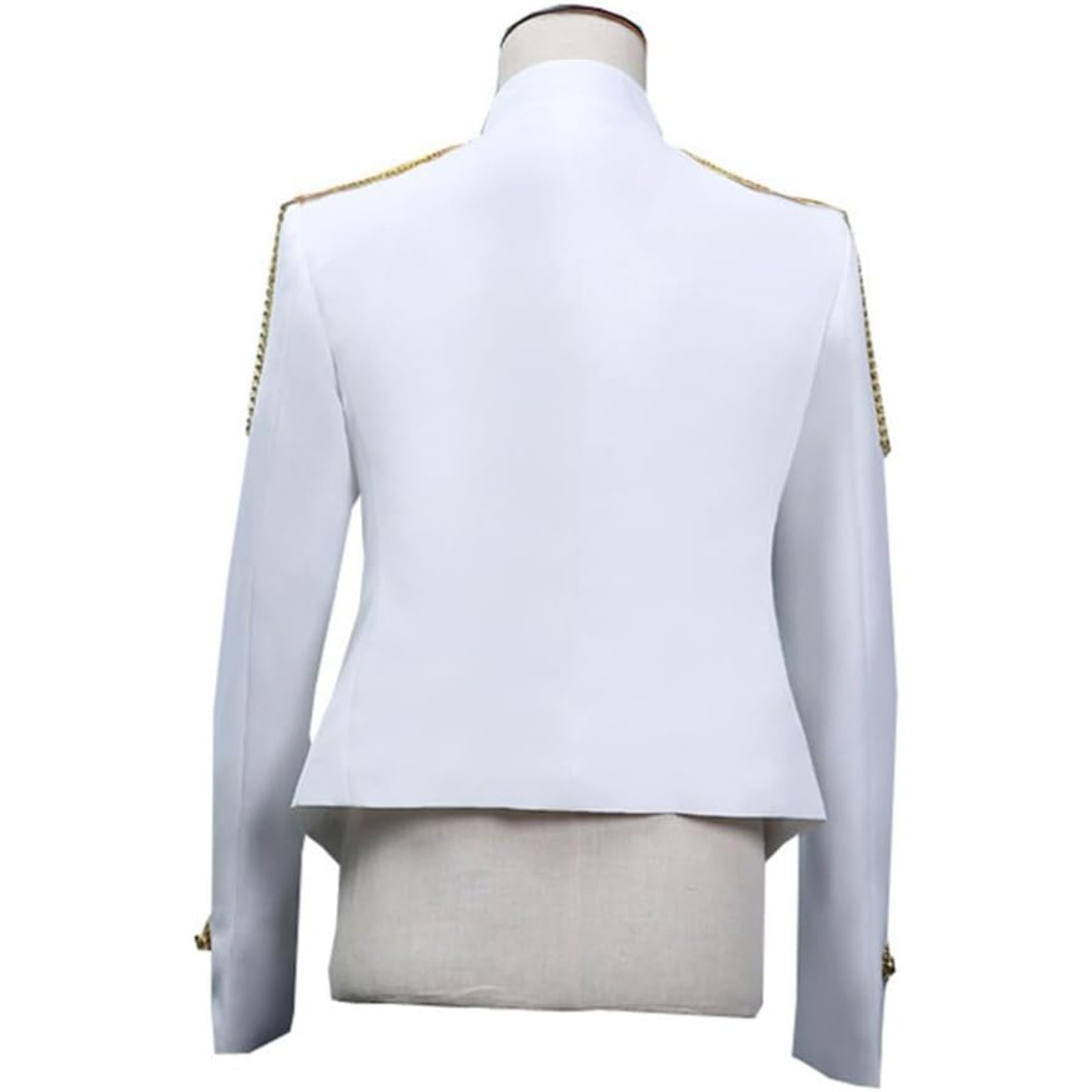 White Steampunk Gothic Blazer Jacket Men Military Marching Band Drummer Costume