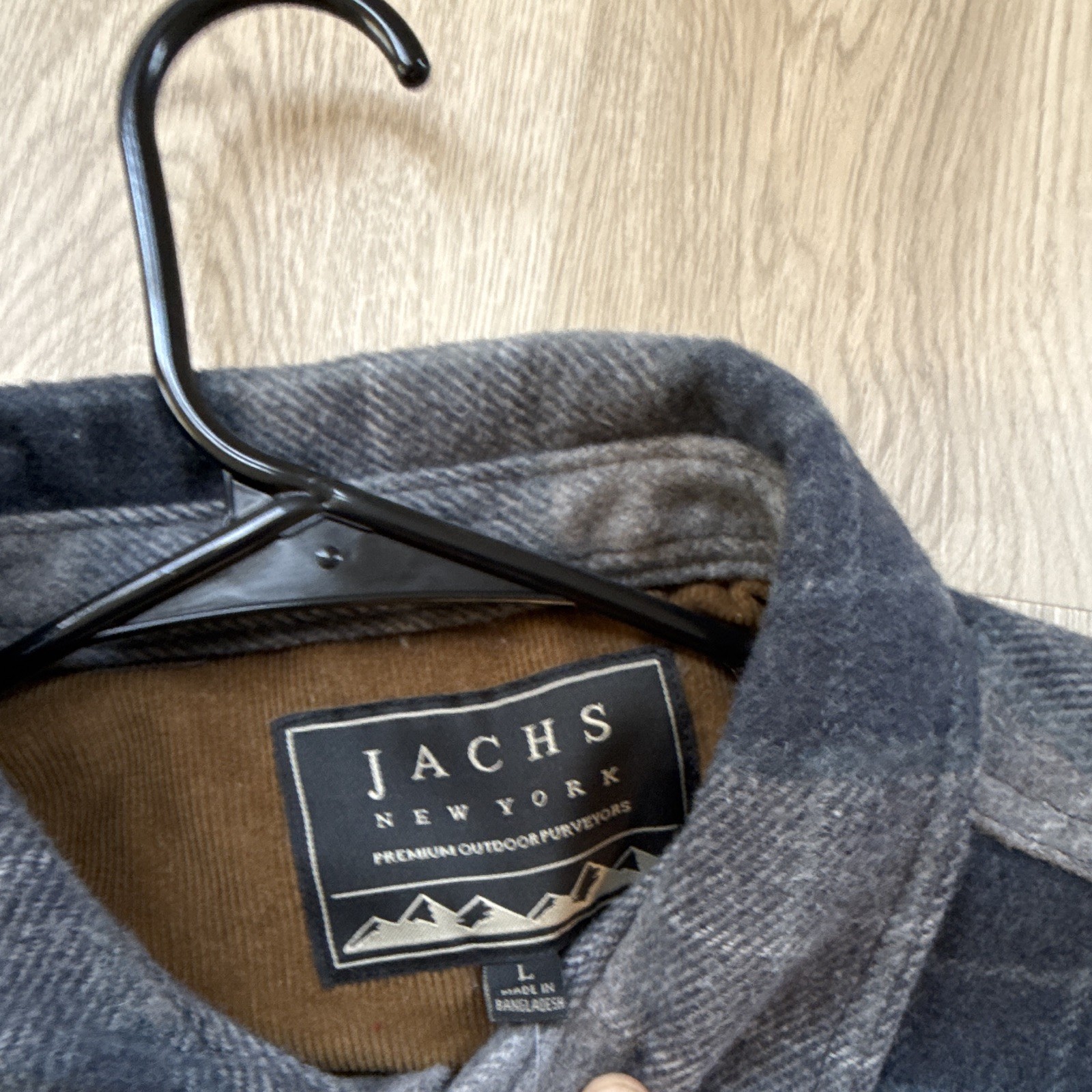 JACHS New York Men’s Plaid Shirt Jacket Shacket Gray/Blue L Button Front