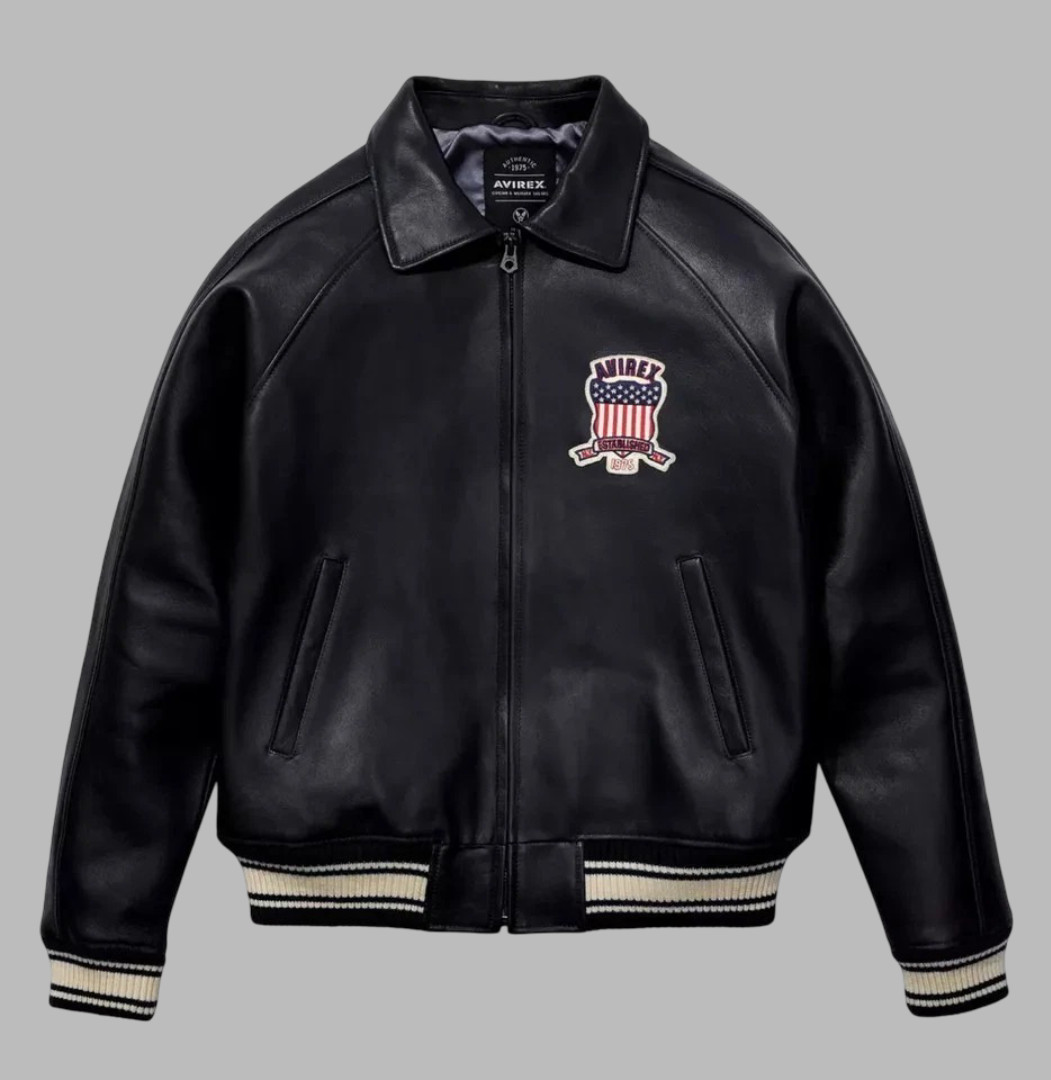 New Men Avirex Genuin Leather Bomber Jacket Iconic USA Design Personalized Gift