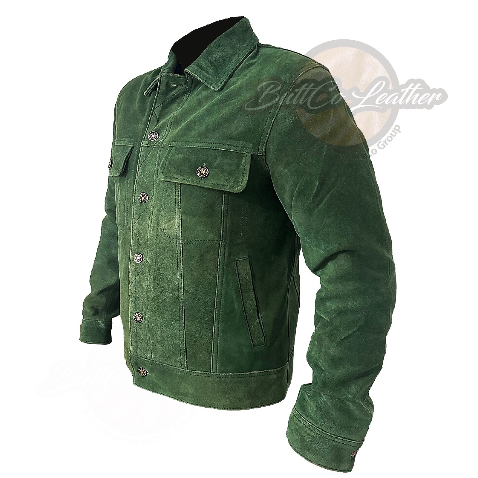 Mens Real Suede Leather Trucker Shirt Classic Motorcycle Bomber Jacket UK Seller