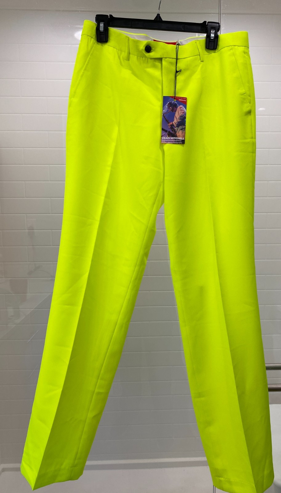 NEW SOLD OUT SHINESTY NEON yellow “STAY WEIRD & SHINE ON” MENS SUIT 44 Pant33/34