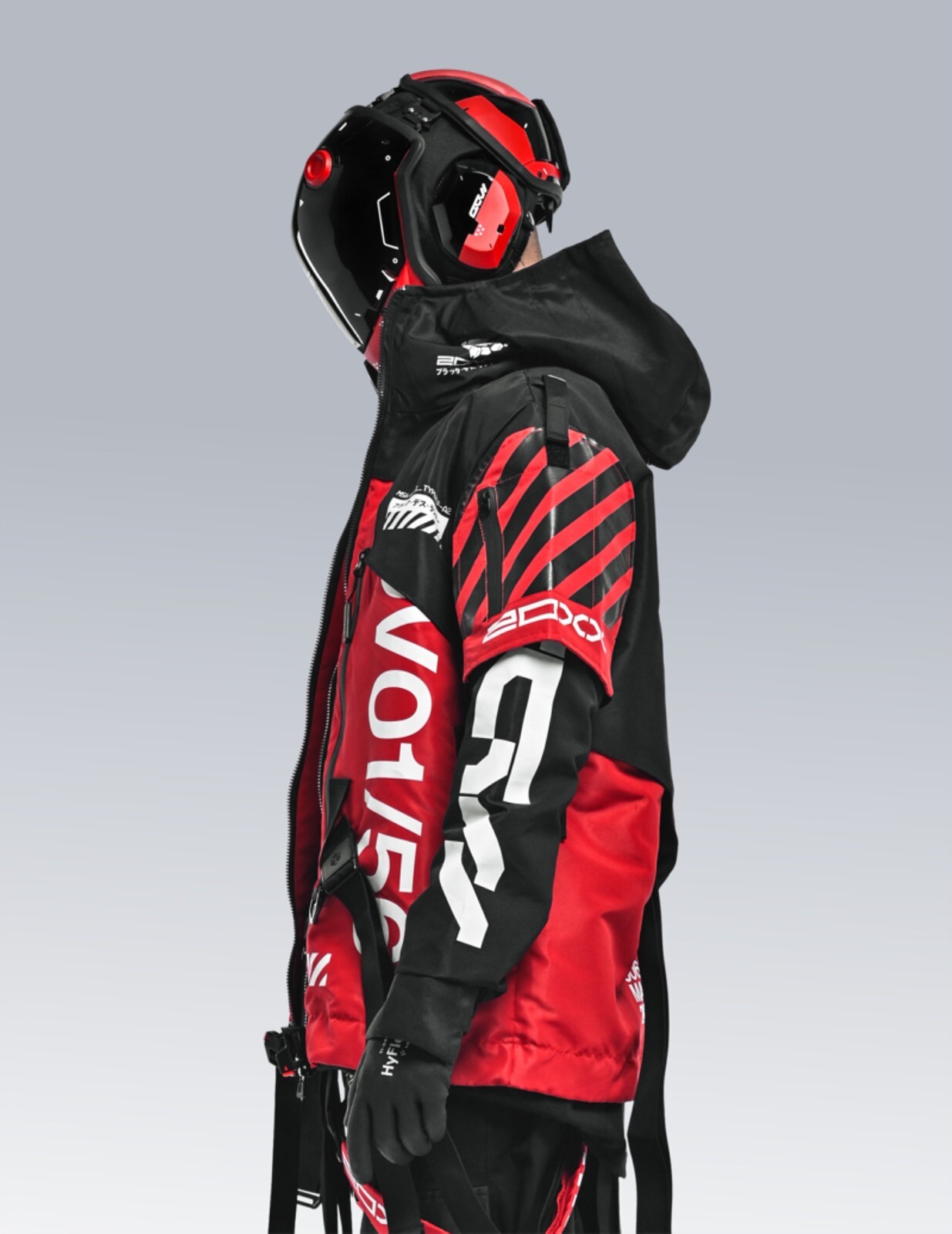 Men’s Red Light Weight Jacket Hoodie Full Zip Machine56 FL_V1A-2[DT.VER]