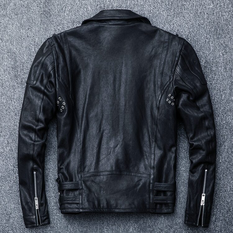 Men’s Real Natural Leather Bikers Jacket Brando Jacket With Belts & Zips Jacket