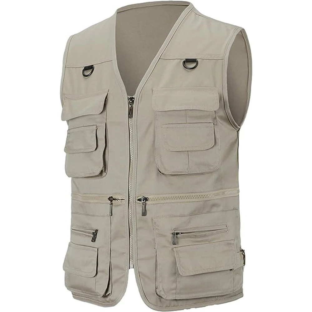 Men’s Vest Outdoor Fishing Vest 10 Pockets Photography Hiking Waistcoat Jacket