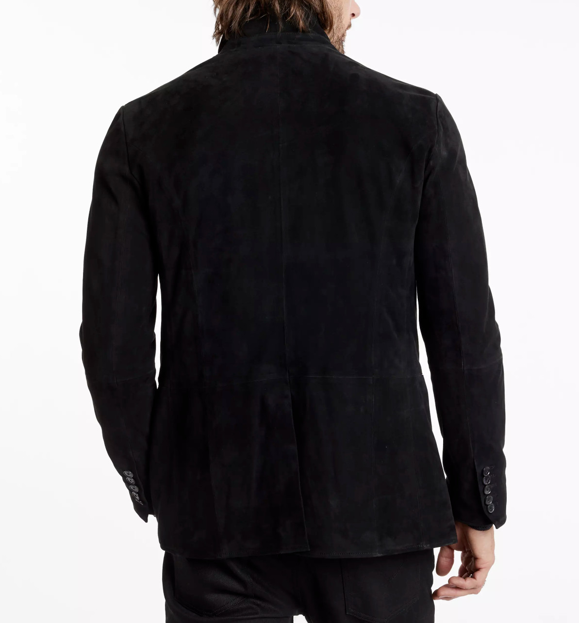 Mens Black Leather Trucker Jacket Suede Custom Made Size S M L XL 2XL 3XL 4XL 5X