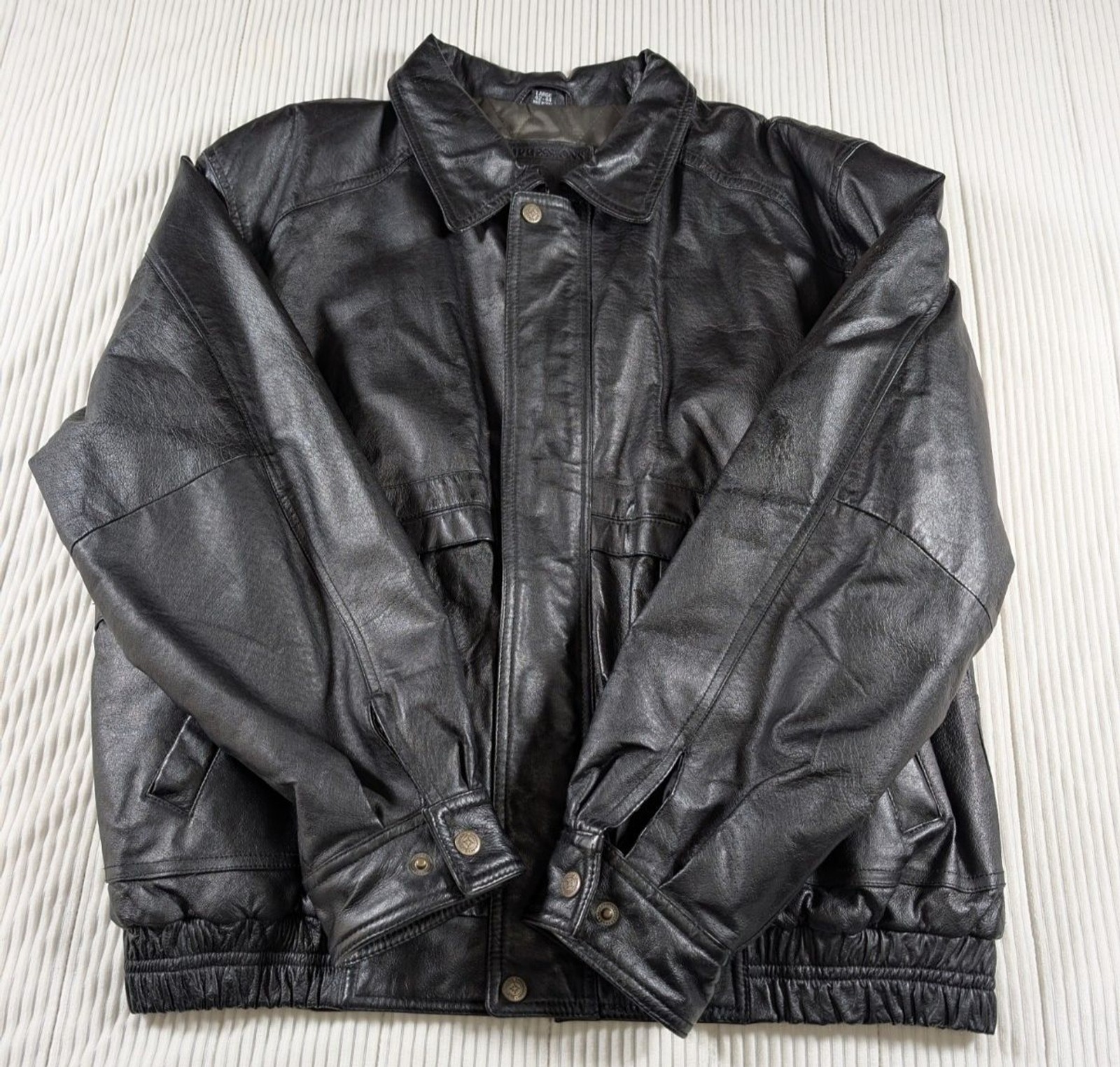 Vintage Expressions Contemporary Leather Jacket Mens L Black Moto Biker Lined