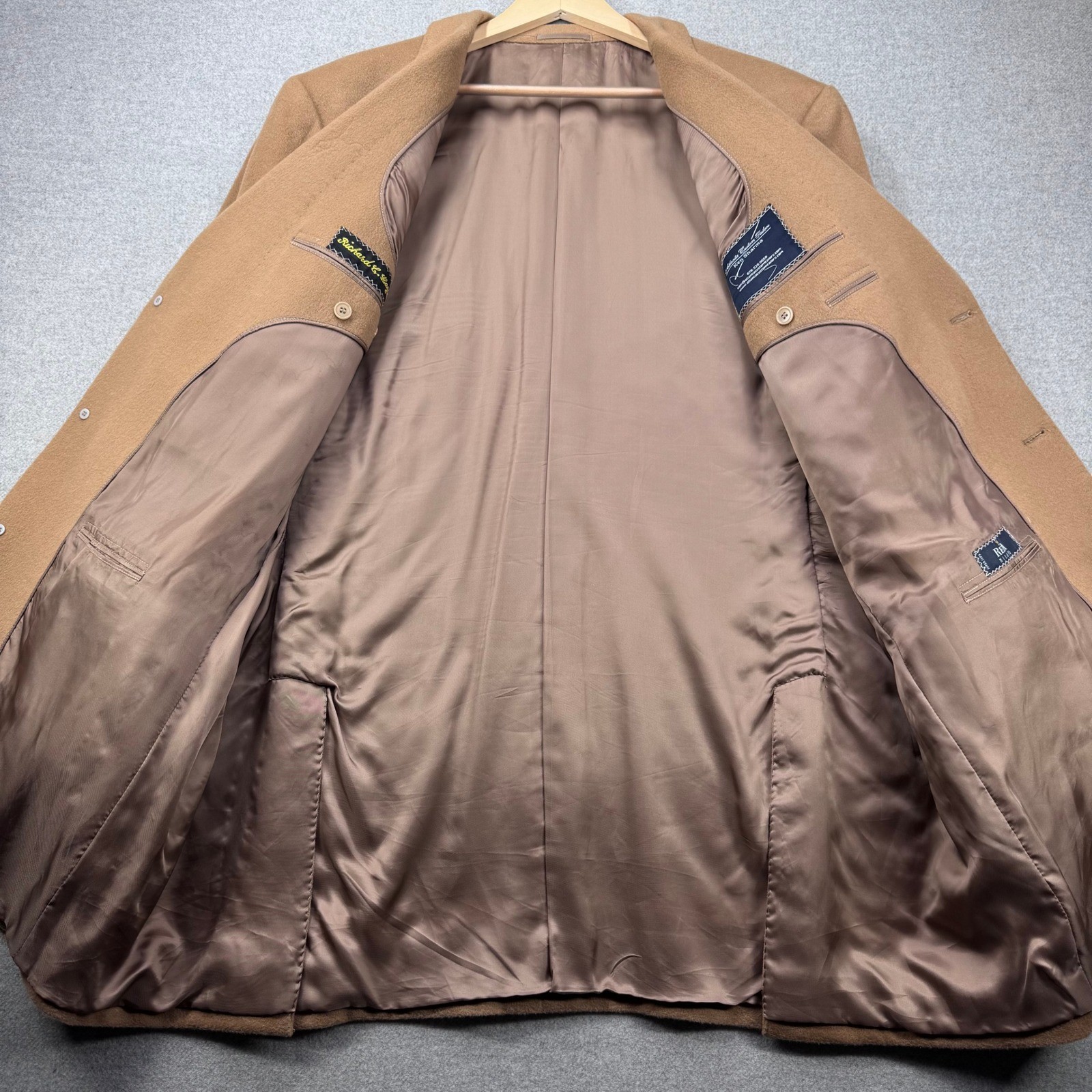 Custom REDA Milano Super 130s Wool Men 48L Camel Sport Coat Blazer 2 Button FLAW