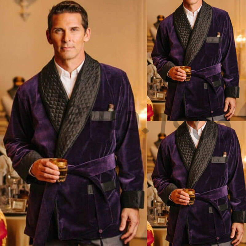 Men Purple Smoking Jacket Elegant Luxury Coat Designer Party Wear Blazers