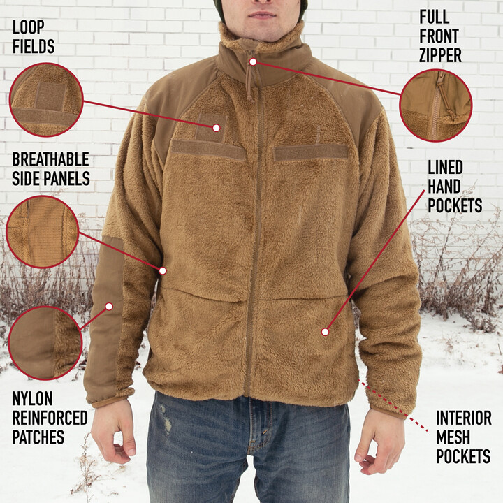 ECWCS Gen III Level 3 Tactical Fleece Jacket Polar Outdoor Cold Field Zip Coat