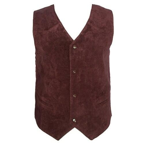 Men’s Suede Vest Soft Casual 4 Snap Closure Western Front Sleeveless Pockets Top