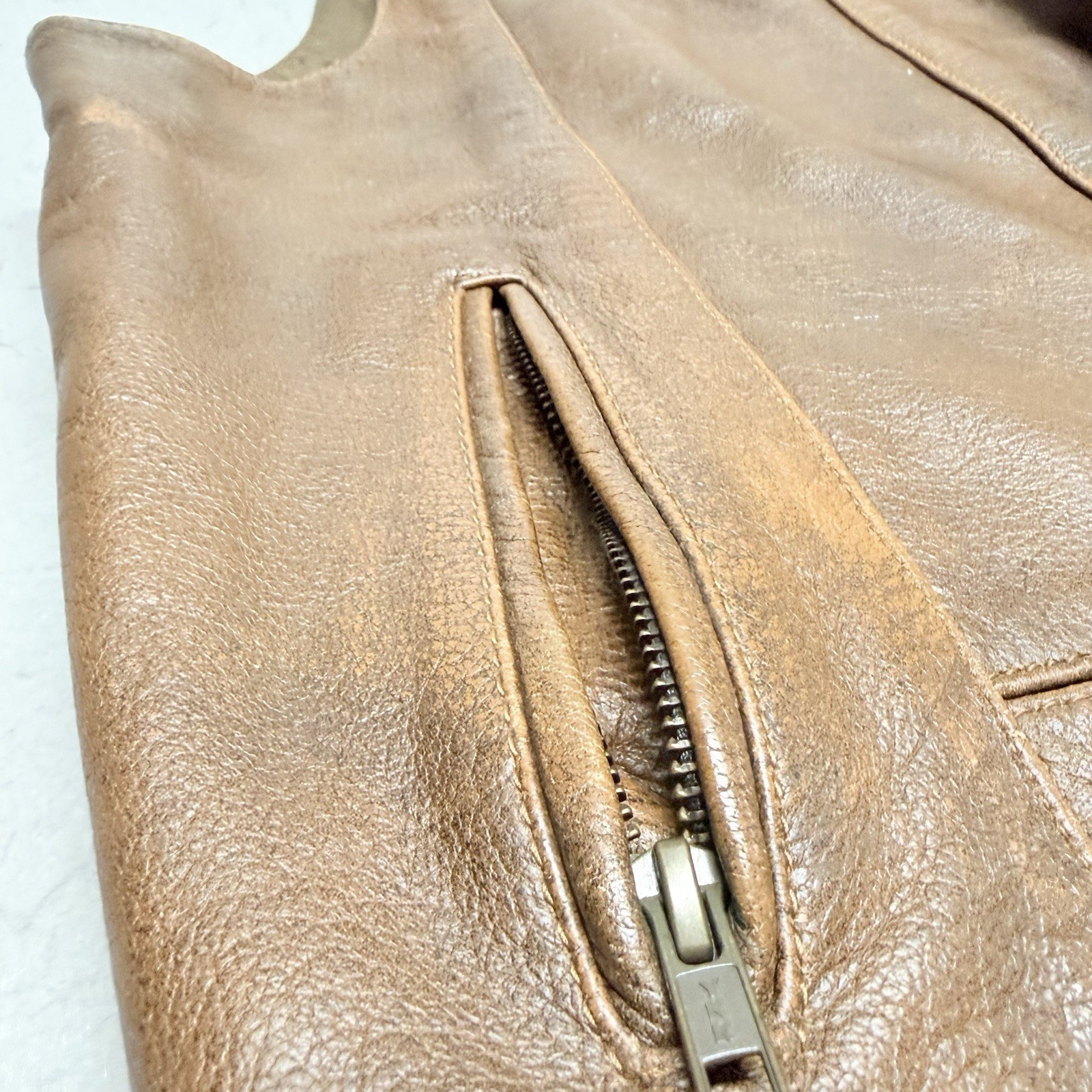 Leather Supreme 10 Pocket Concealed Carry Brown Biker Vest Size 52 Fits 48