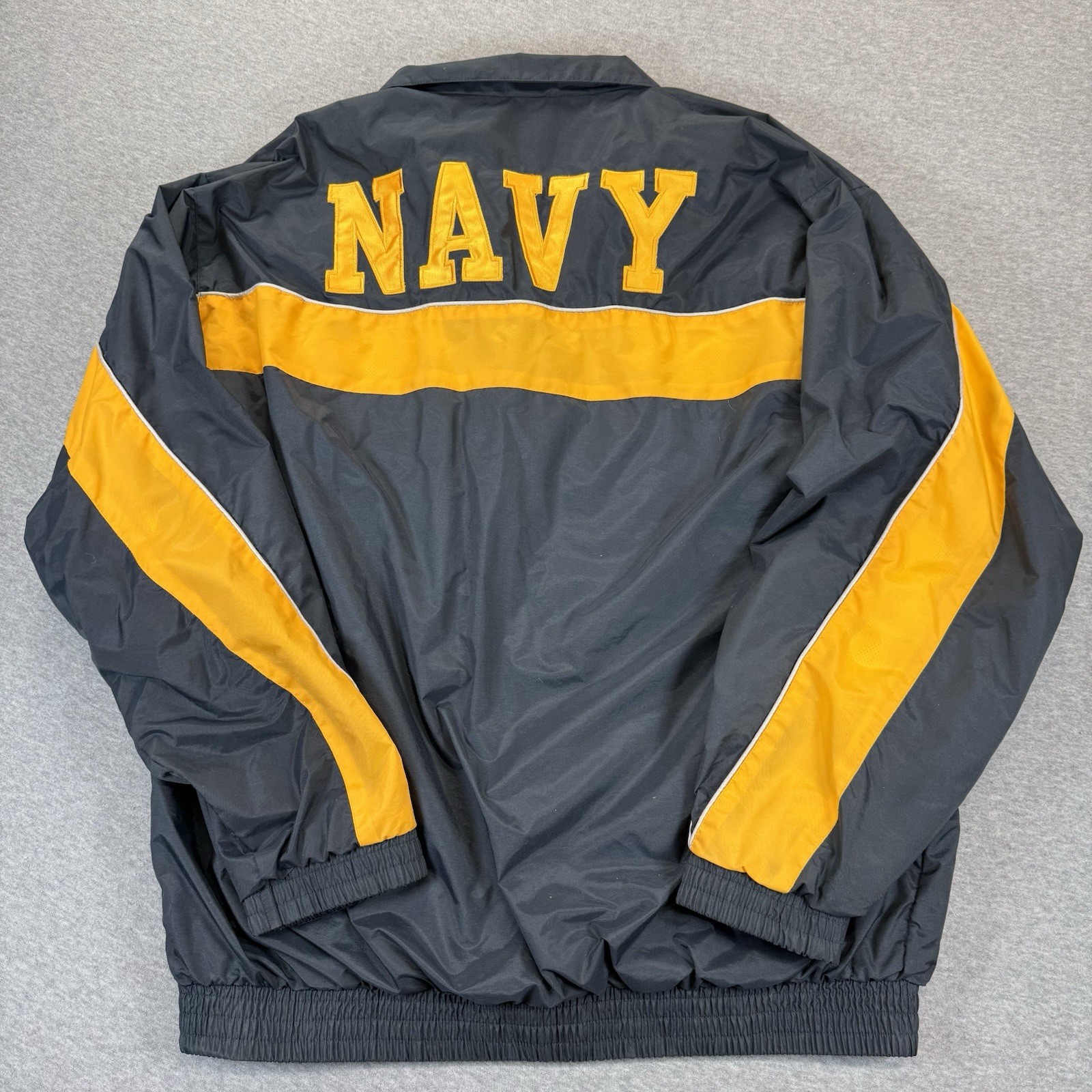 Vintage US NAVY Windbreaker Men’s XL Black Gold Nylon United States Navy Zip Up