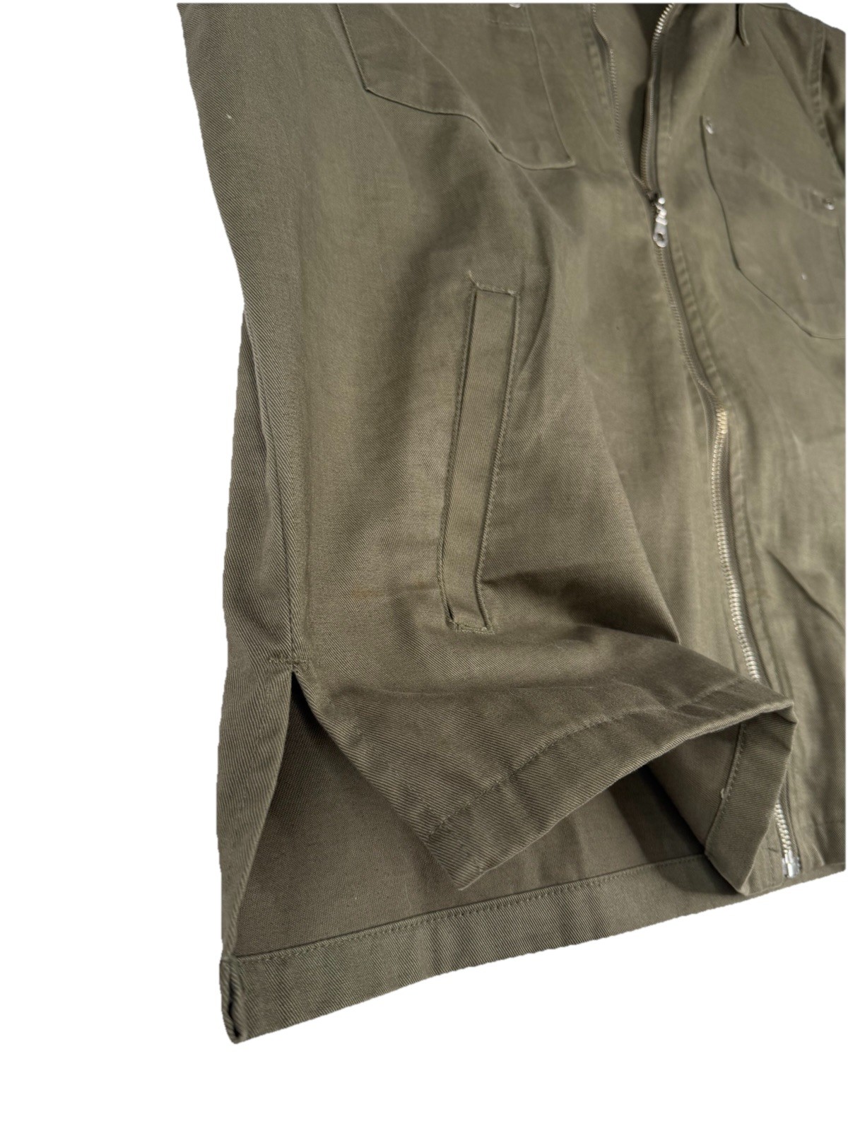 Hawksbay Men’s Olive Zip Button Jacket Pockets Mid-Length Casual Size L