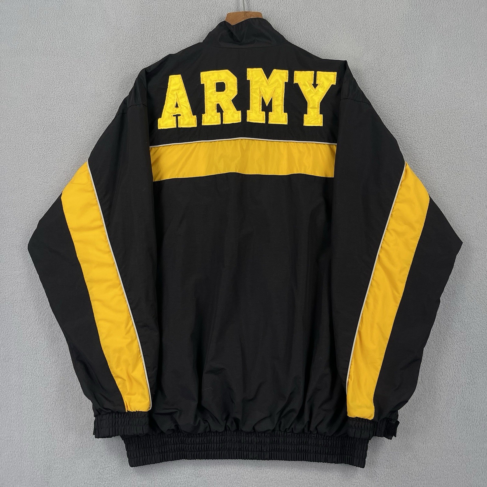 Vintage United States Army Windbreaker Jacket Mens S Black Yellow Full Zip USA