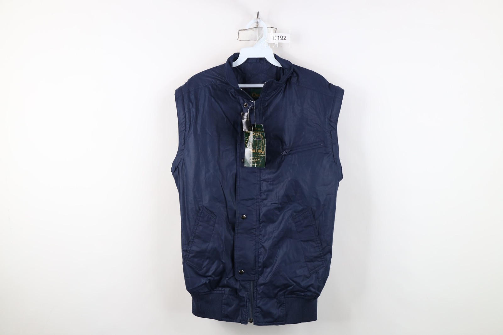 Deadstock Vintage 80s 90s Streetwear Mens Medium Zip Off Bomber Jacket Vest Blue