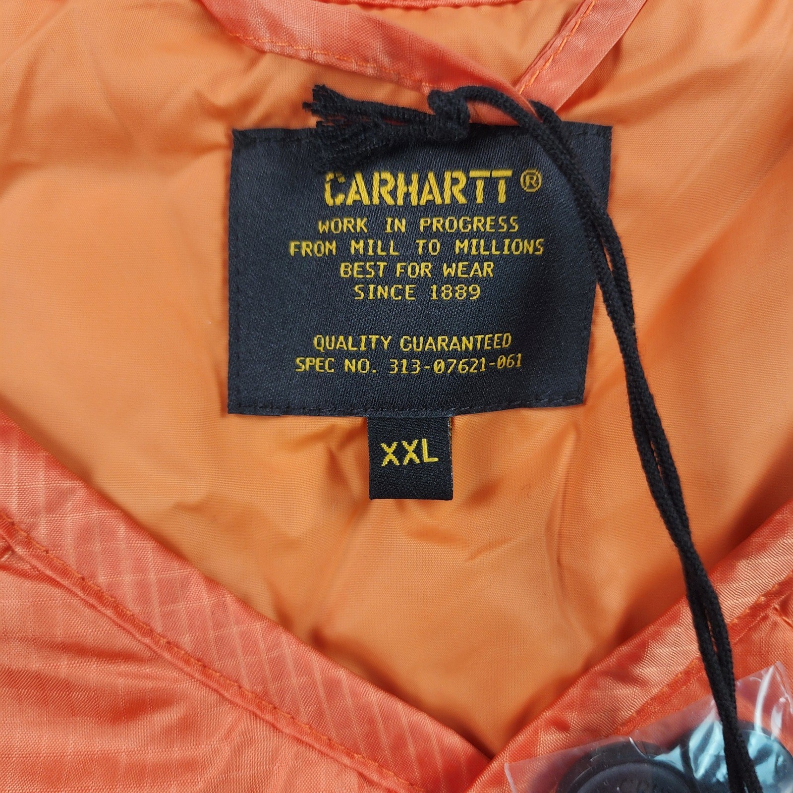 Carhartt WIP Vault Vest Liner Men’s XXL Jaffa Orange Quilted Nylon NWT