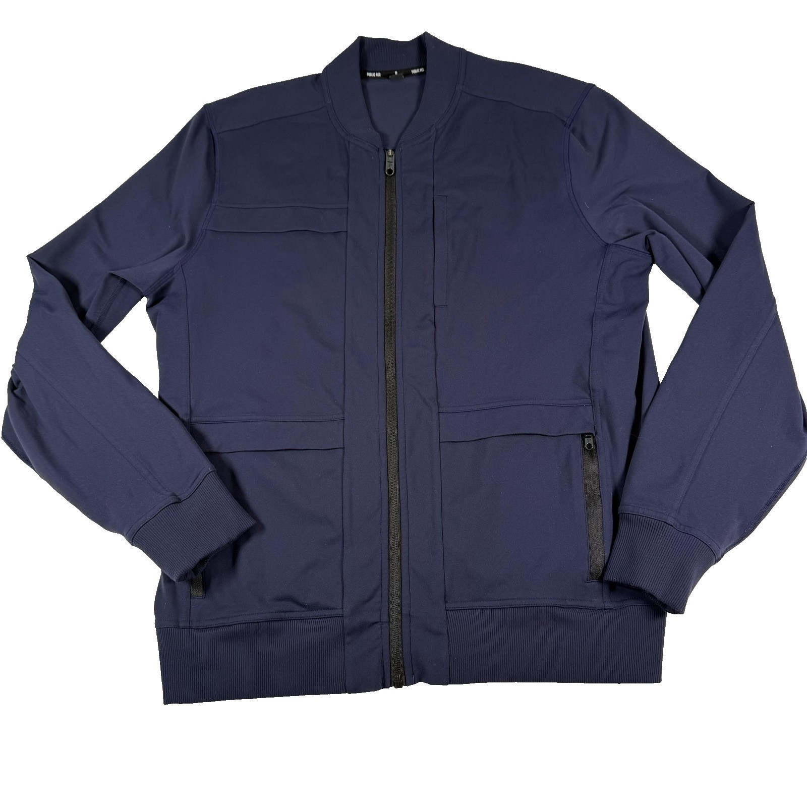 Public Rec Bomber Jacket Mens Large Navy Blue Nylon Spandex Minimalist Gorpcore