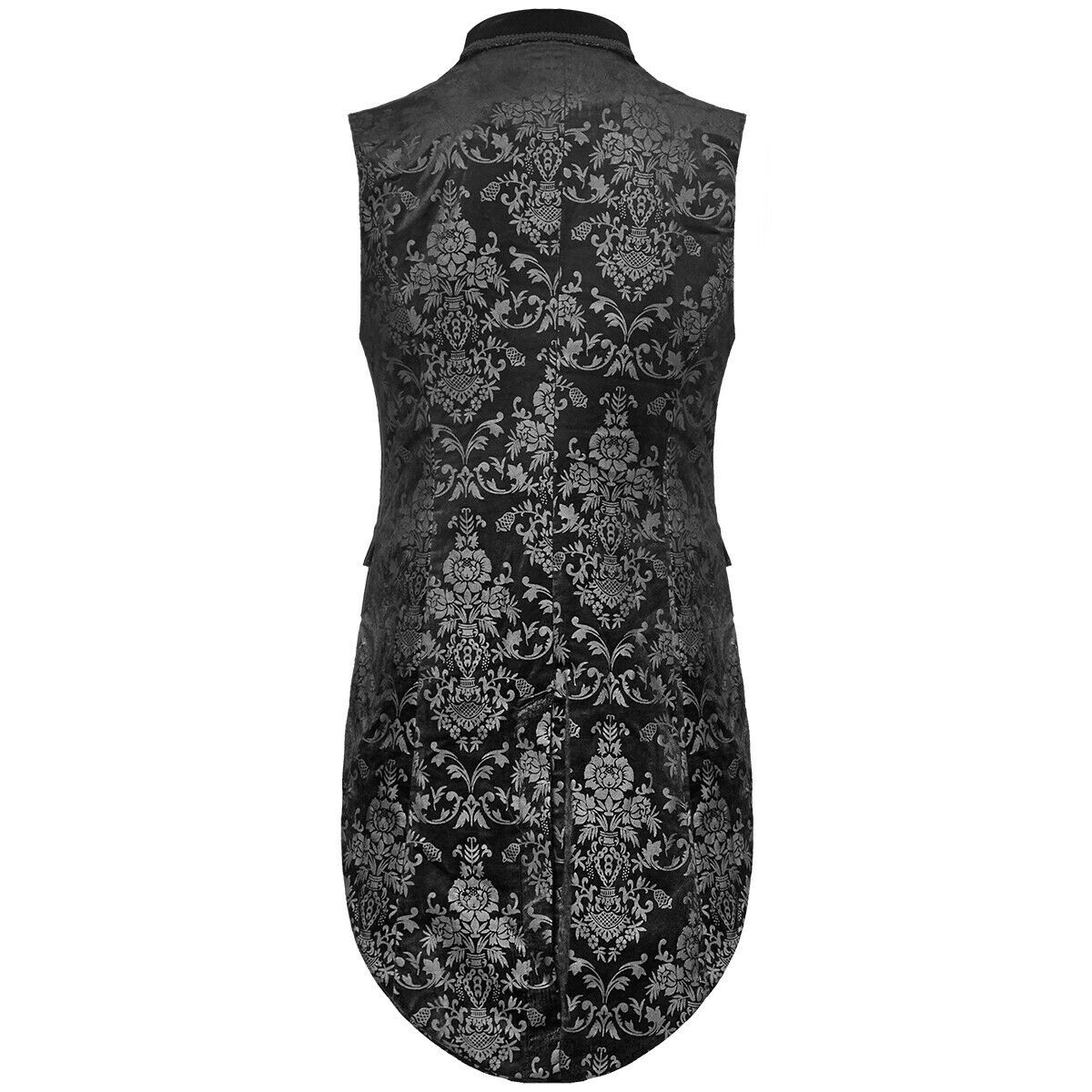 Men’s Black Vest Waistcoat Tailcoat Black Brocade Damask Gothic Steampunk Victor