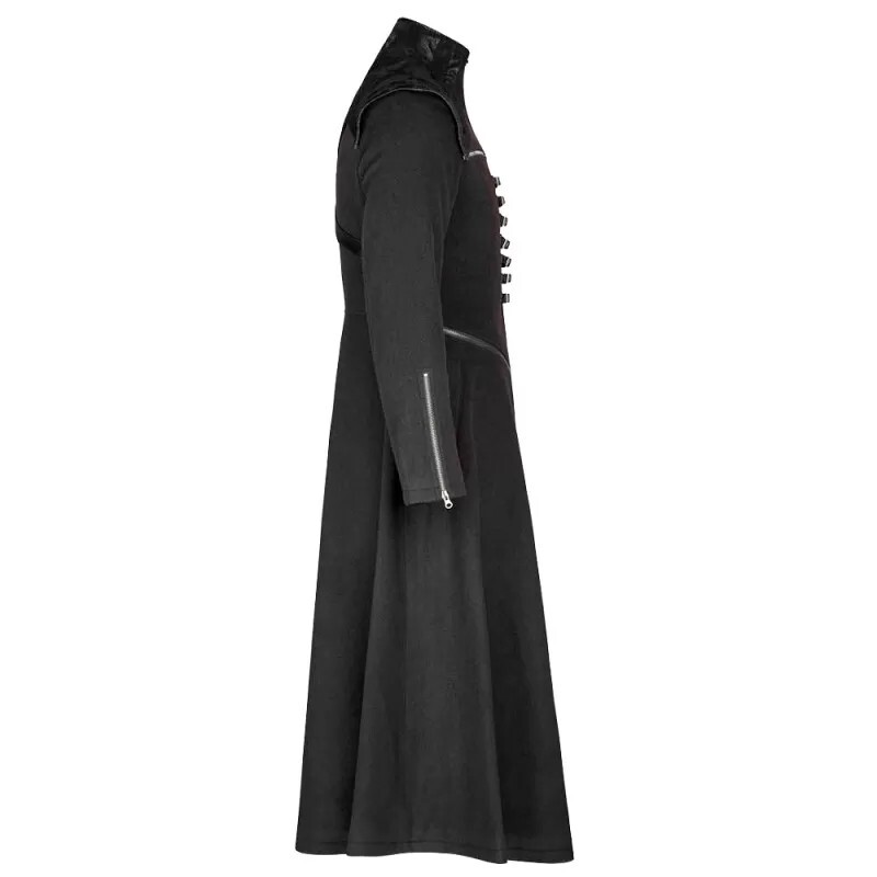 Men Gothic Steampunk Long Trench Coat Black Victorian Cotton Tailcoat Hellraiser