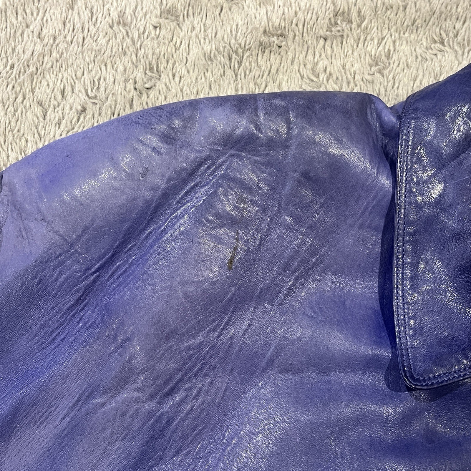 Marc Buchanan Pelle Pelle Soda Club Blue Purple Leather Jacket XL Vintage 90s