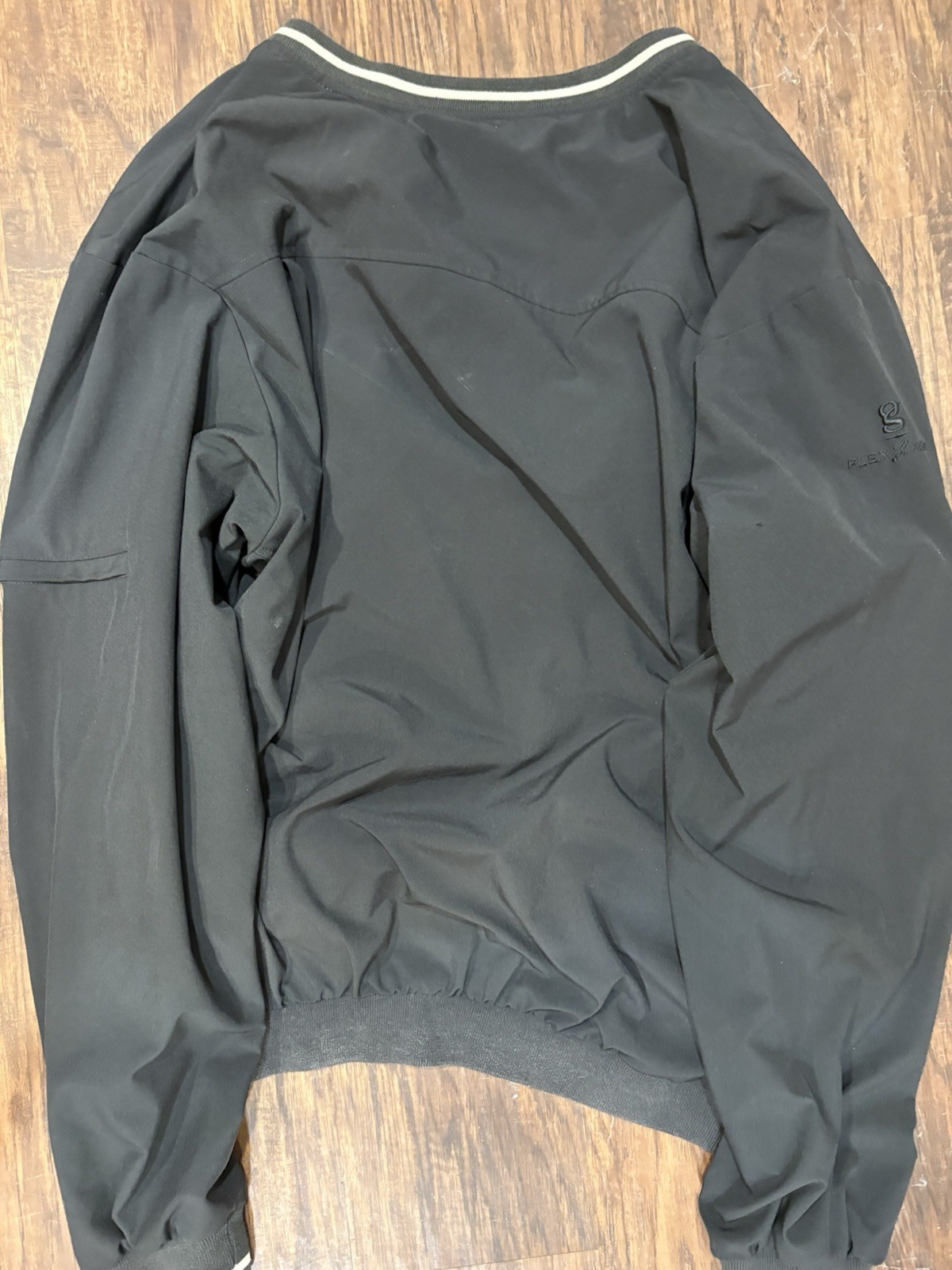 BMW Black Pullover V-Neck Jacket Embroidered Logo Men’s Regular L 44″