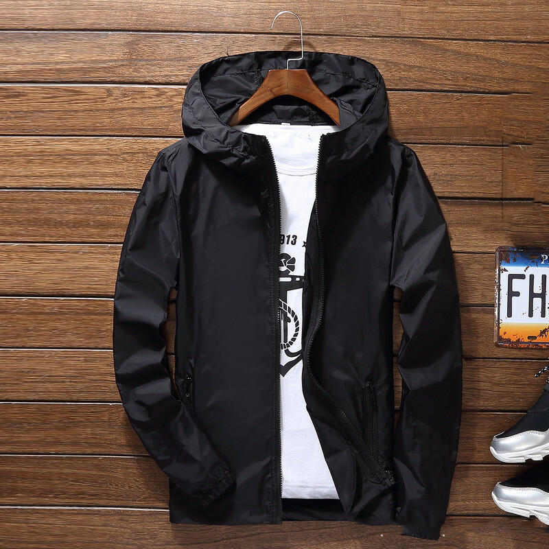 Mens Outwear Lightweight Windbreaker Waterproof Rain Jacket Hooded Breathable