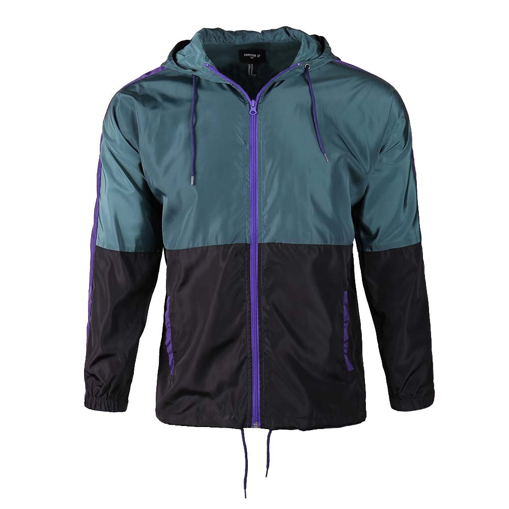 Men’s Light Running Hiking Jacket Hoodie Windbreaker Contrast Color Coats