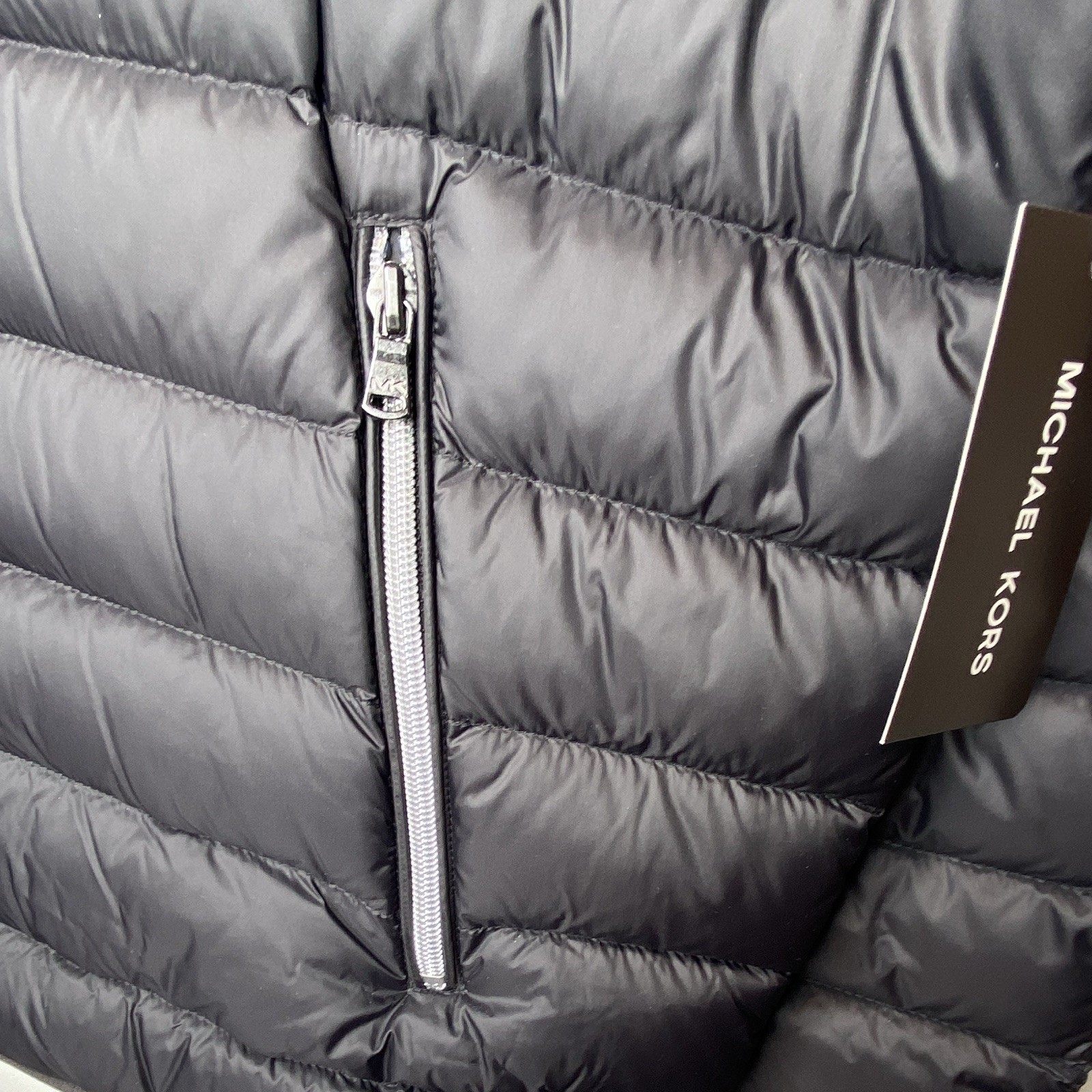 Michael Kors Men’s Black Hooded Quilted Down Puffer Jacket Full Zip XXL