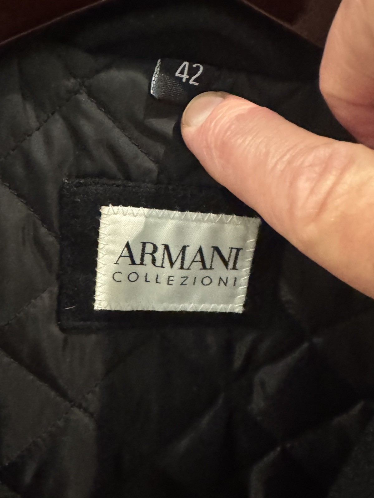 Armani Collezioni Men’s Black Mid-Length Wool/ Cashmere Button Coat Lined 42