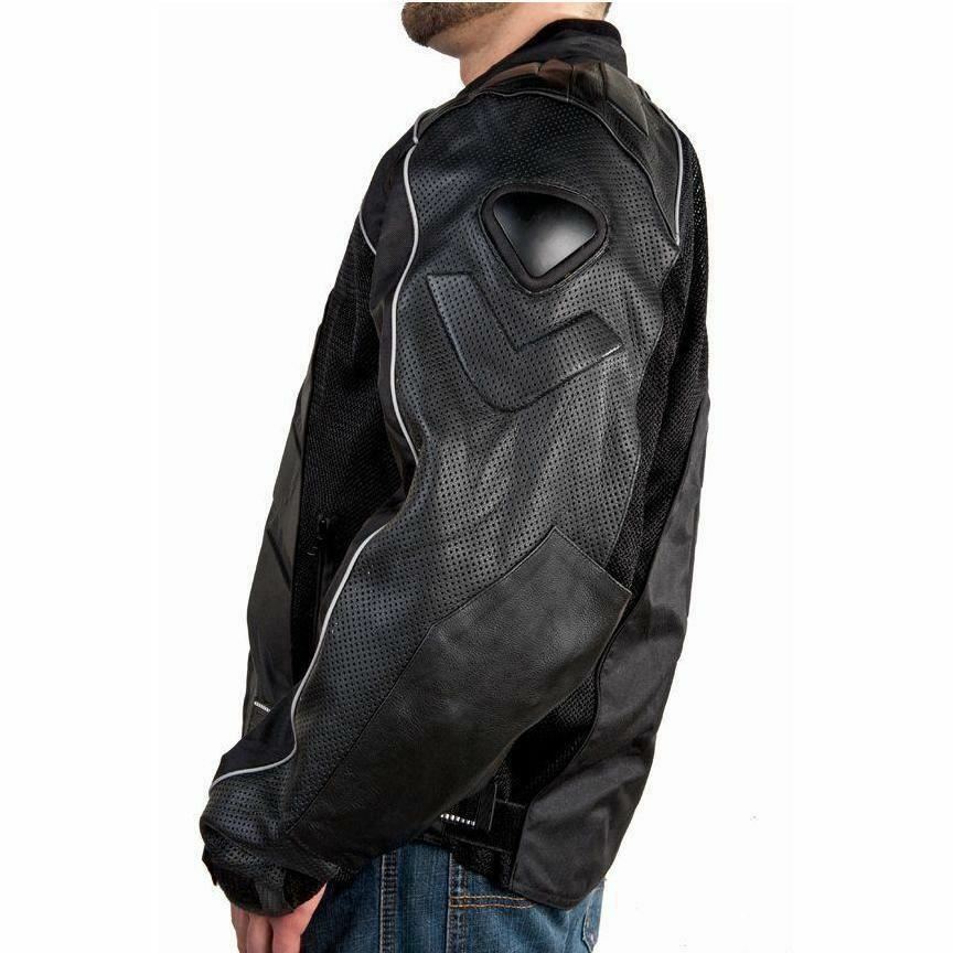 BLACK MENS ARMOR LEATHER BIKER MOTORCYCLE JACKET-S, M, L, XL, 2XL, 3XL, 4XL -D48